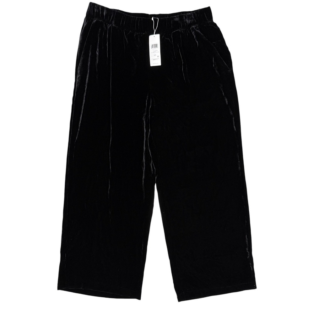 Eileen Fisher Womens Size Large Black Silk Wide Ankle Pleat Pants NWT - Picture 1 of 6